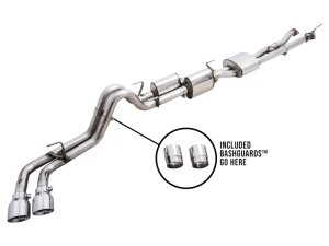 Toyota Tacoma Performance Exhaust - Rear - AWE Tuning - 0FG Cat Back Exhaust with BashGuard - Dual 4.5” Chrome Silver Tips - Chrome Silver - `16-`22